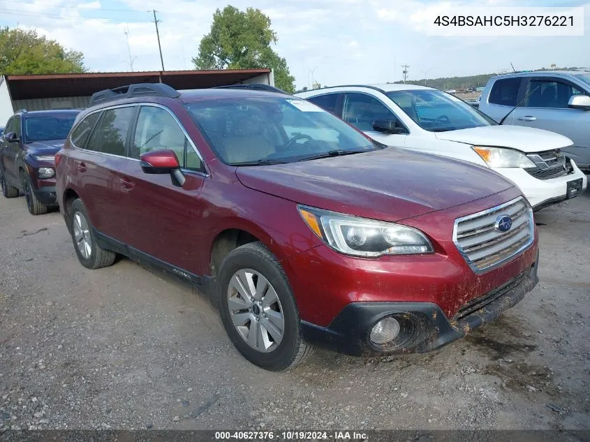 2017 Subaru Outback 2.5I Premium VIN: 4S4BSAHC5H3276221 Lot: 40627376