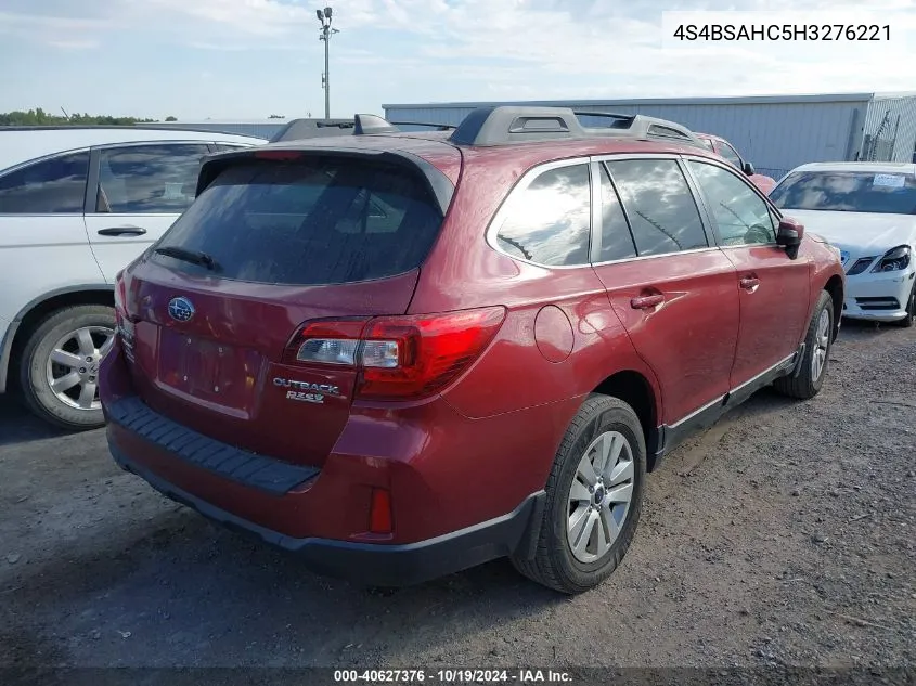 2017 Subaru Outback 2.5I Premium VIN: 4S4BSAHC5H3276221 Lot: 40627376