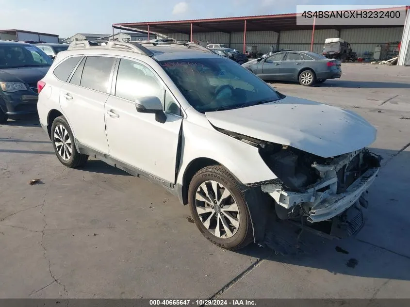 2017 Subaru Outback 2.5I Limited VIN: 4S4BSANCXH3232400 Lot: 40665647