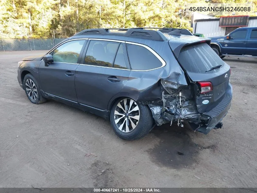 2017 Subaru Outback 2.5I Limited VIN: 4S4BSANC5H3246088 Lot: 40667241