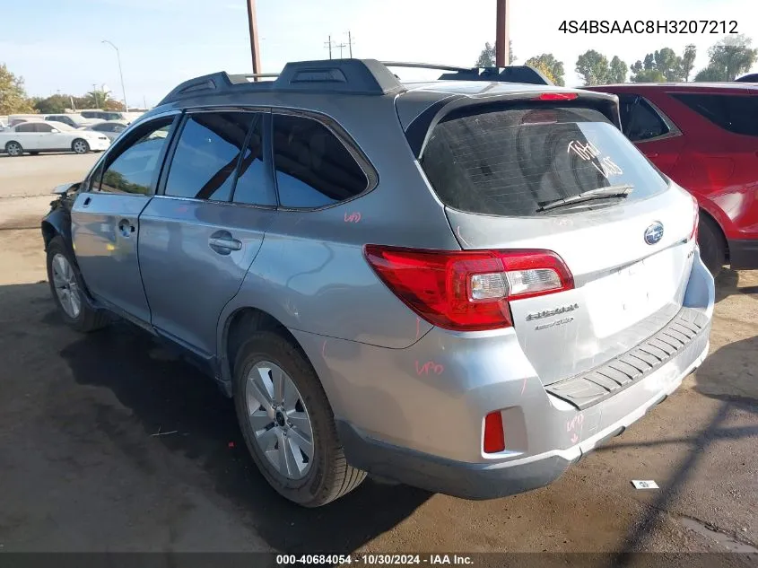 2017 Subaru Outback 2.5I VIN: 4S4BSAAC8H3207212 Lot: 40684054