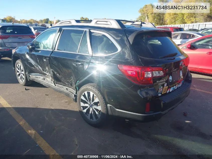 2017 Subaru Outback 2.5I Limited VIN: 4S4BSANC1H3231734 Lot: 40738908