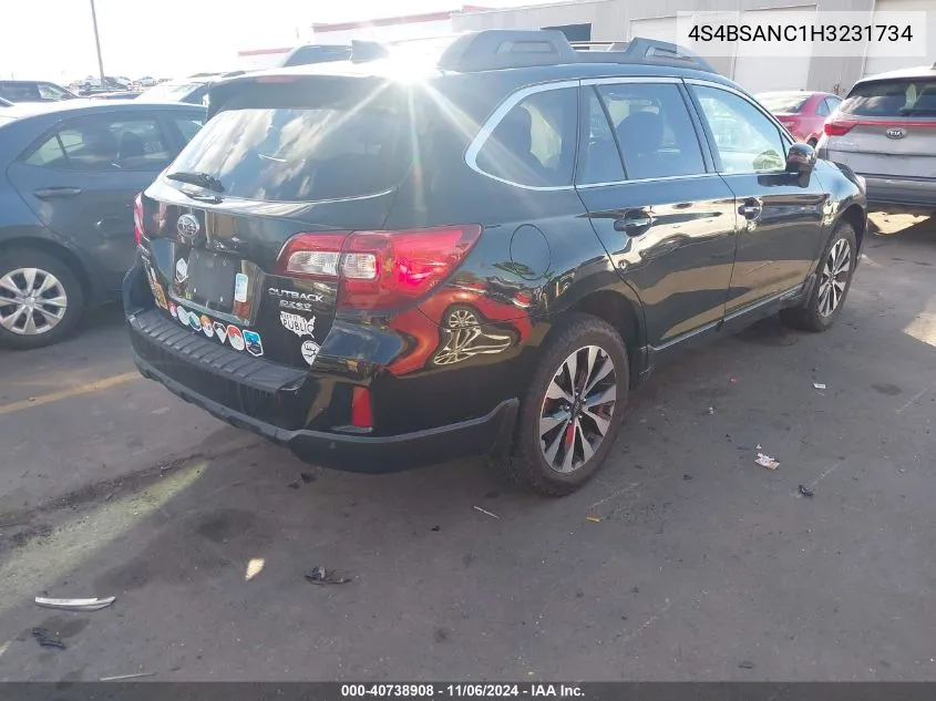 2017 Subaru Outback 2.5I Limited VIN: 4S4BSANC1H3231734 Lot: 40738908