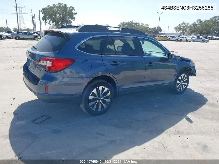 2017 Subaru Outback 3.6R Limited VIN: 4S4BSENC3H3256285 Lot: 40758040