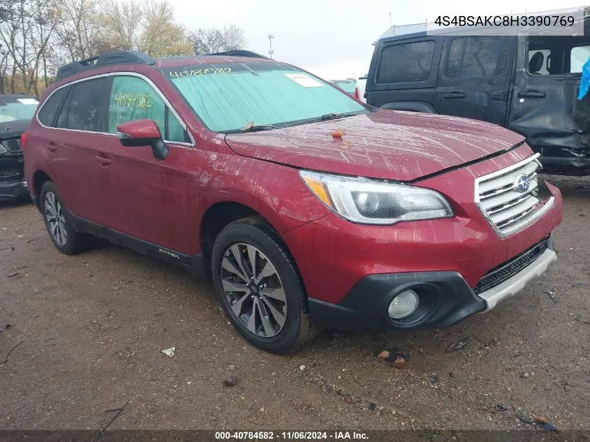 2017 Subaru Outback 2.5I Limited VIN: 4S4BSAKC8H3390769 Lot: 40784582