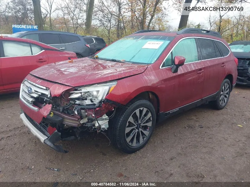 2017 Subaru Outback 2.5I Limited VIN: 4S4BSAKC8H3390769 Lot: 40784582