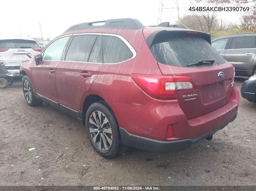 2017 Subaru Outback 2.5I Limited VIN: 4S4BSAKC8H3390769 Lot: 40784582