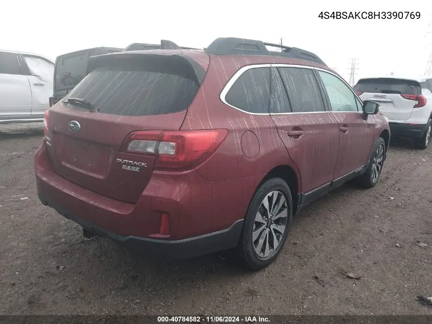 2017 Subaru Outback 2.5I Limited VIN: 4S4BSAKC8H3390769 Lot: 40784582