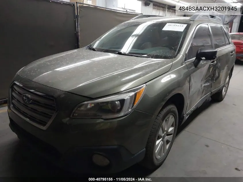 2017 Subaru Outback 2.5I VIN: 4S4BSAACXH3201945 Lot: 40795155