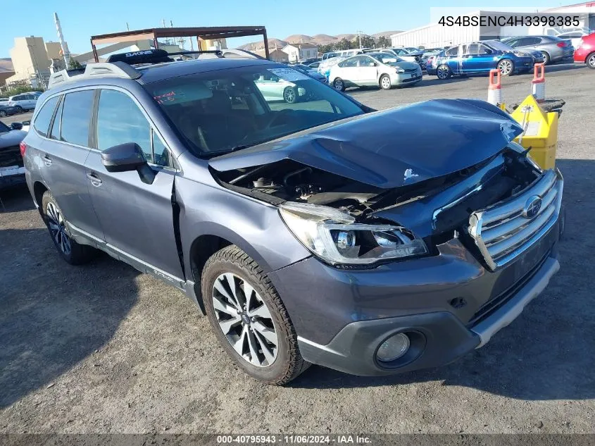 2017 Subaru Outback 3.6R Limited VIN: 4S4BSENC4H3398385 Lot: 40795943