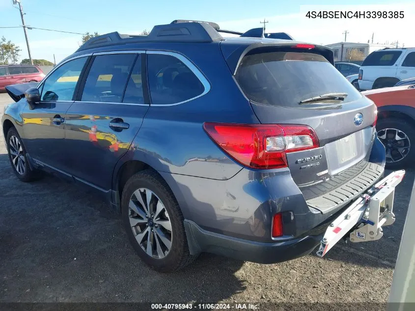 2017 Subaru Outback 3.6R Limited VIN: 4S4BSENC4H3398385 Lot: 40795943