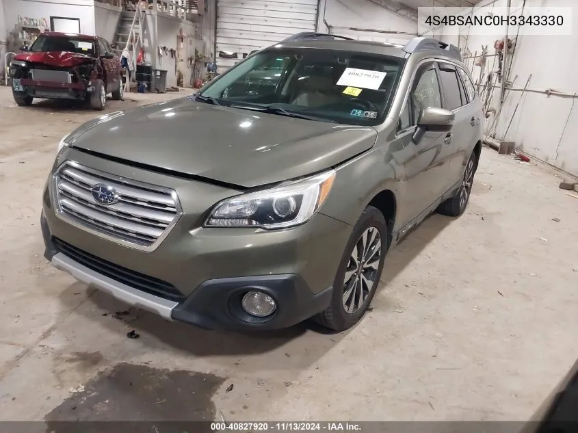 4S4BSANC0H3343330 2017 Subaru Outback 2.5I Limited