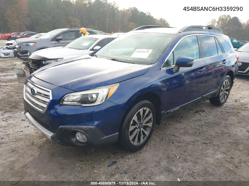 2017 Subaru Outback 2.5I Limited VIN: 4S4BSANC6H3359290 Lot: 40890979