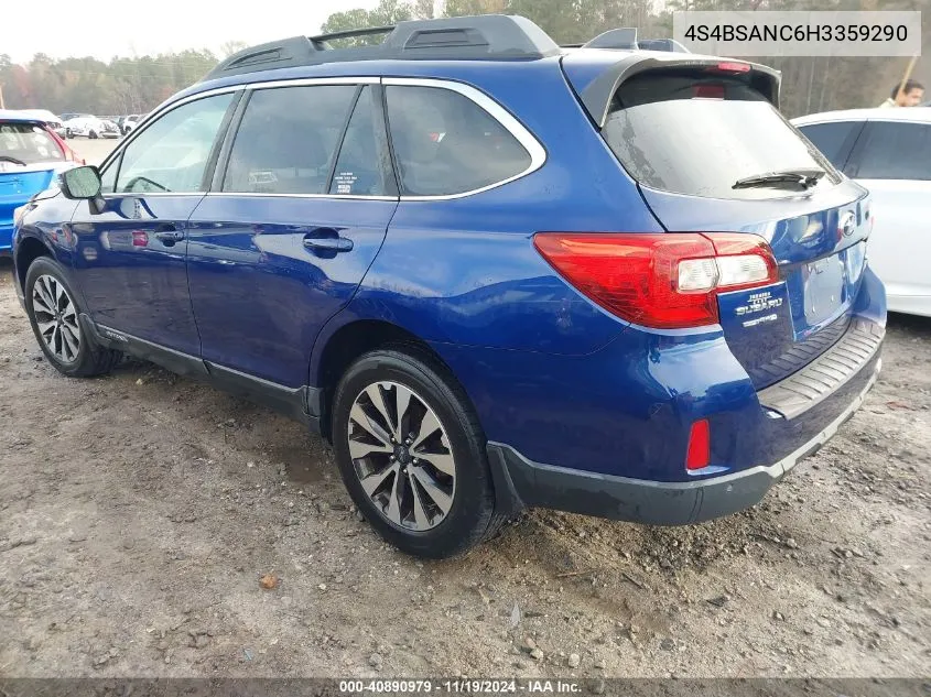 2017 Subaru Outback 2.5I Limited VIN: 4S4BSANC6H3359290 Lot: 40890979