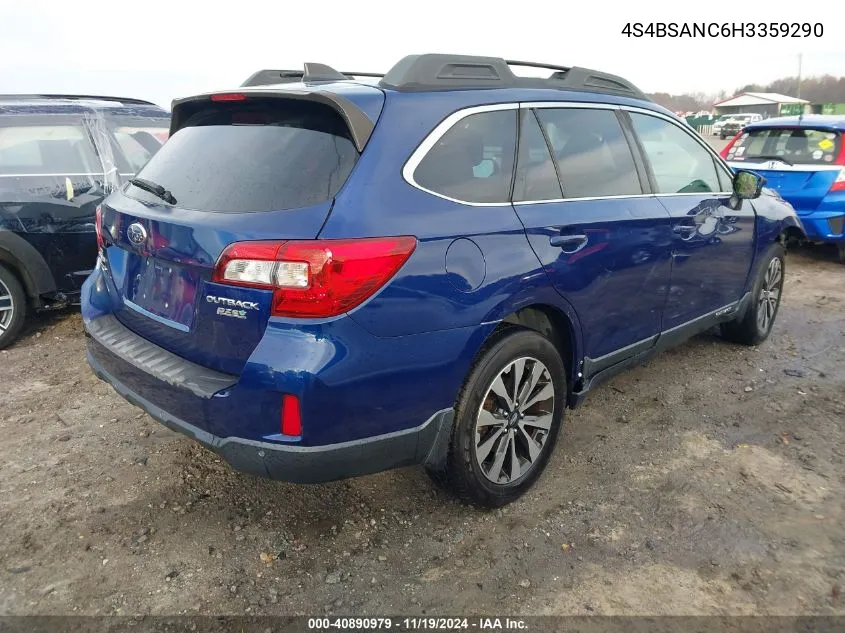 2017 Subaru Outback 2.5I Limited VIN: 4S4BSANC6H3359290 Lot: 40890979