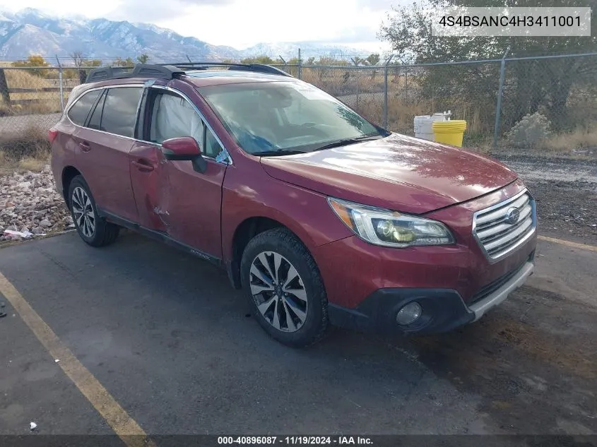 2017 Subaru Outback 2.5I Limited VIN: 4S4BSANC4H3411001 Lot: 40896087