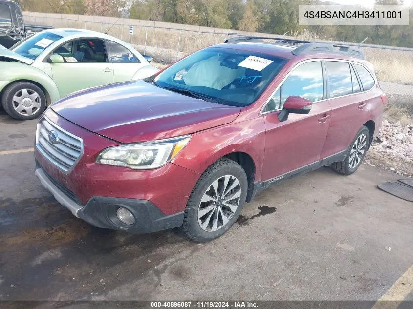 2017 Subaru Outback 2.5I Limited VIN: 4S4BSANC4H3411001 Lot: 40896087