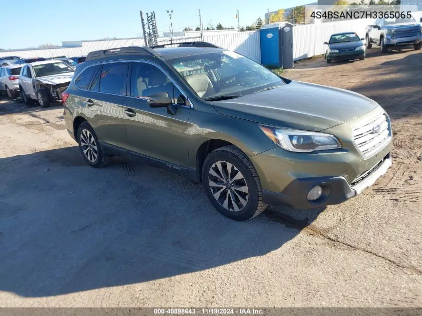 2017 Subaru Outback 2.5I Limited VIN: 4S4BSANC7H3365065 Lot: 40898643