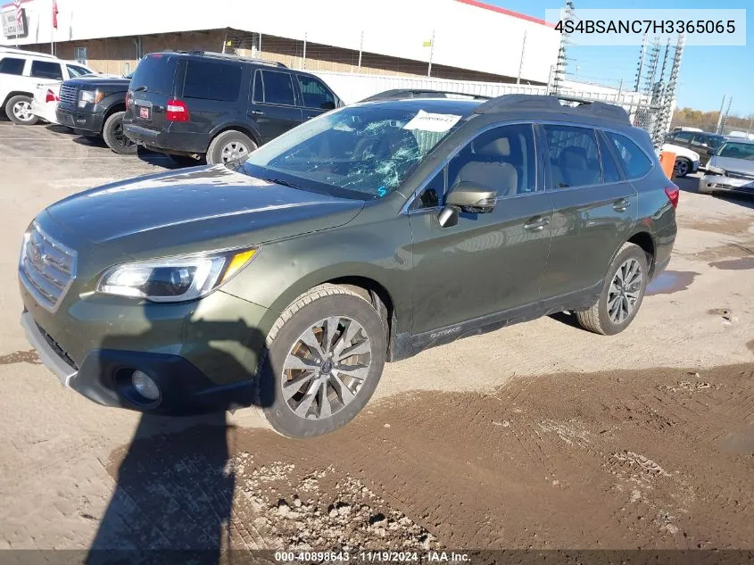 2017 Subaru Outback 2.5I Limited VIN: 4S4BSANC7H3365065 Lot: 40898643