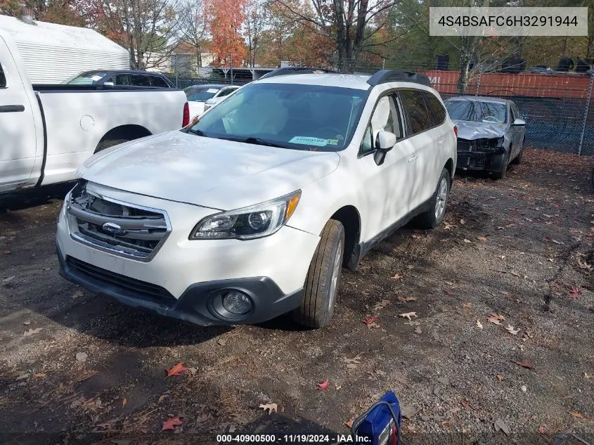 2017 Subaru Outback 2.5I Premium VIN: 4S4BSAFC6H3291944 Lot: 40900500