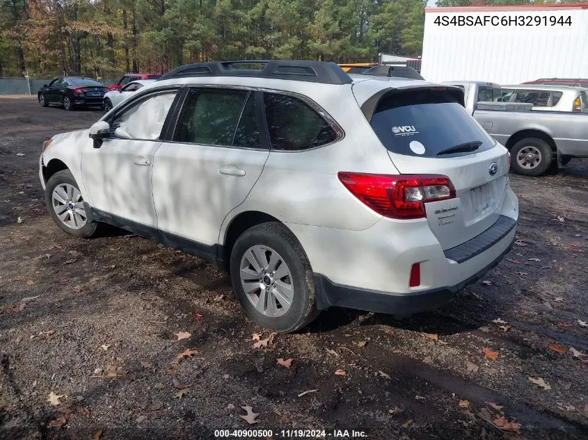 2017 Subaru Outback 2.5I Premium VIN: 4S4BSAFC6H3291944 Lot: 40900500