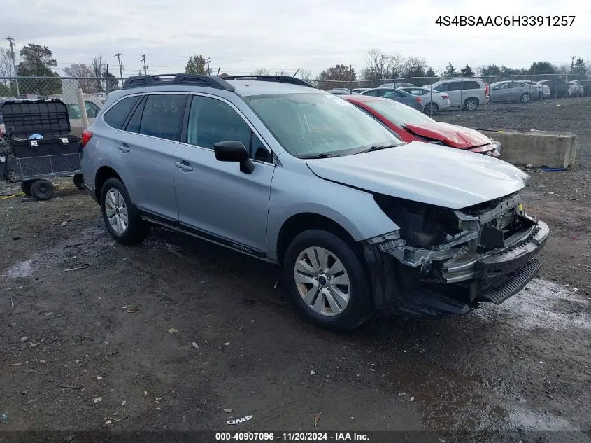 2017 Subaru Outback 2.5I VIN: 4S4BSAAC6H3391257 Lot: 40907096