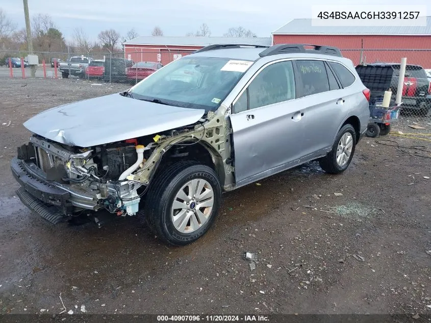 2017 Subaru Outback 2.5I VIN: 4S4BSAAC6H3391257 Lot: 40907096