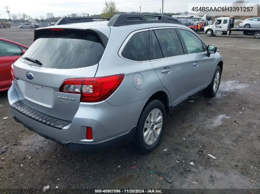 2017 Subaru Outback 2.5I VIN: 4S4BSAAC6H3391257 Lot: 40907096