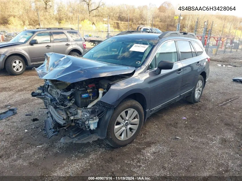 2017 Subaru Outback 2.5I VIN: 4S4BSAAC6H3428064 Lot: 40907516