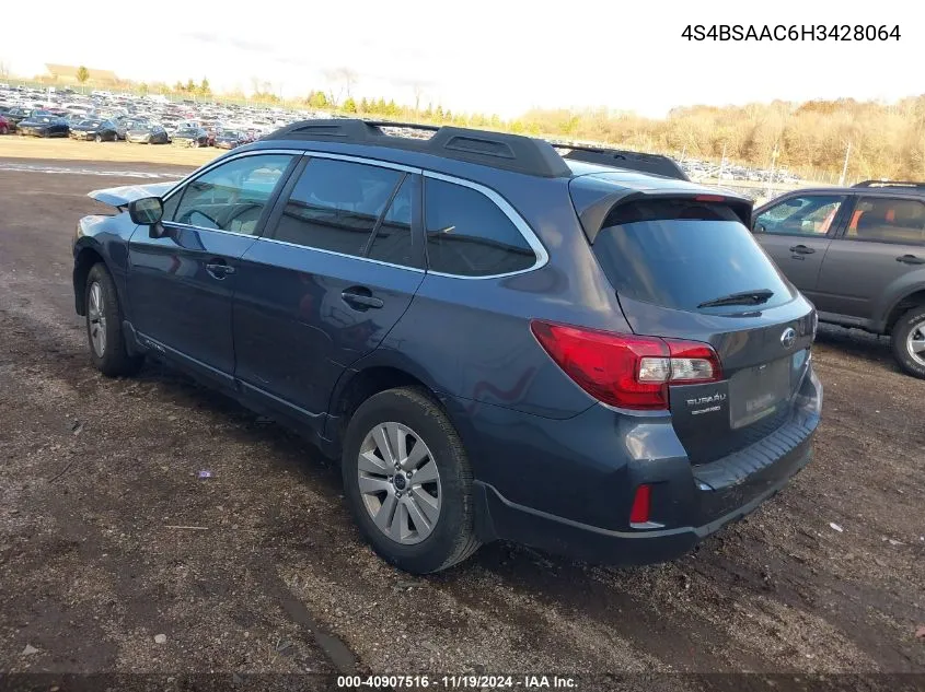 2017 Subaru Outback 2.5I VIN: 4S4BSAAC6H3428064 Lot: 40907516