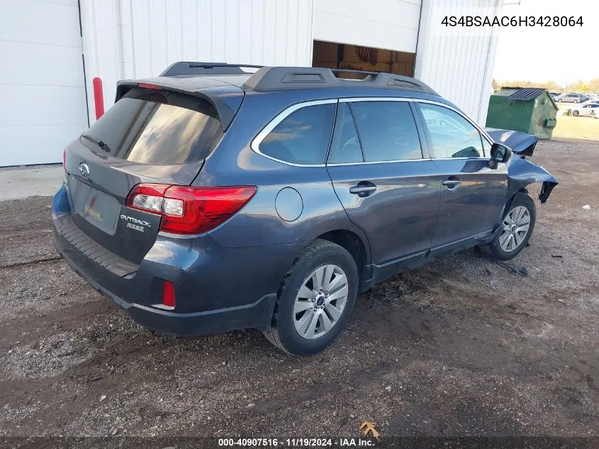 2017 Subaru Outback 2.5I VIN: 4S4BSAAC6H3428064 Lot: 40907516