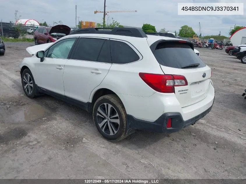 2018 Subaru Outback 2.5I Limited VIN: 4S4BSDNC9J3370341 Lot: 12012049