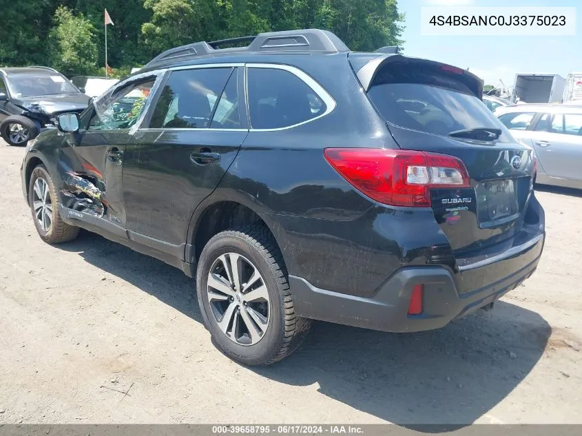 2018 Subaru Outback 2.5I Limited VIN: 4S4BSANC0J3375023 Lot: 39658795