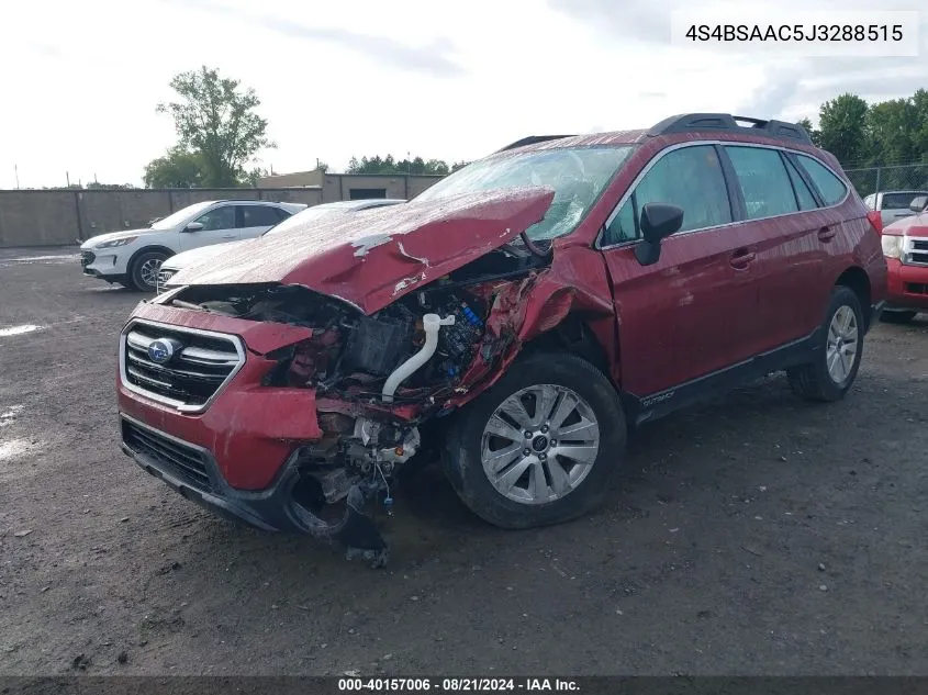 2018 Subaru Outback 2.5I VIN: 4S4BSAAC5J3288515 Lot: 40157006