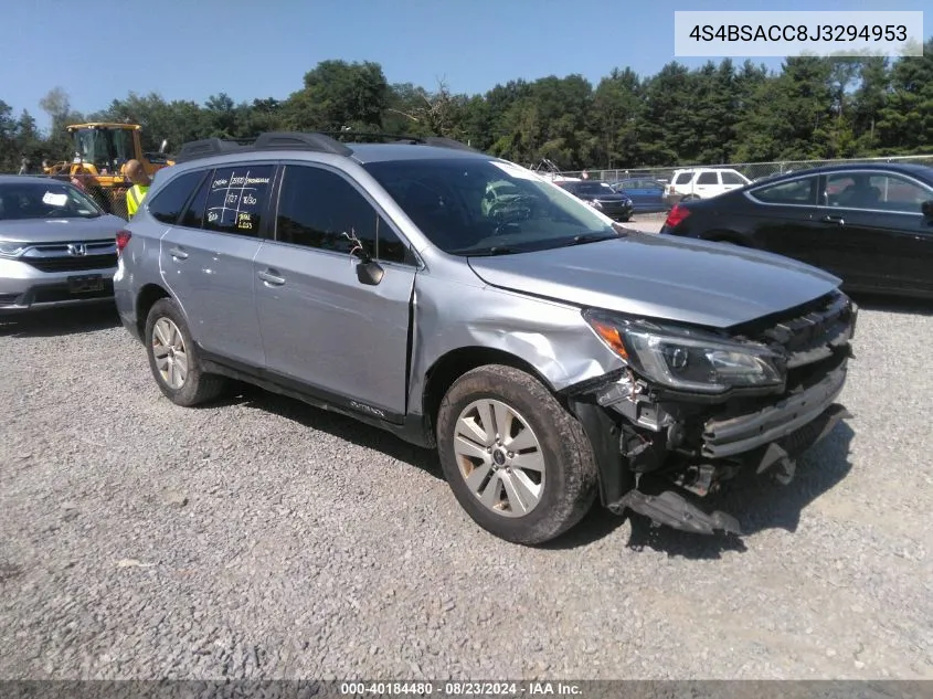 2018 Subaru Outback 2.5I Premium VIN: 4S4BSACC8J3294953 Lot: 40184480