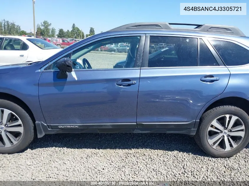 2018 Subaru Outback 2.5I Limited VIN: 4S4BSANC4J3305721 Lot: 40195150