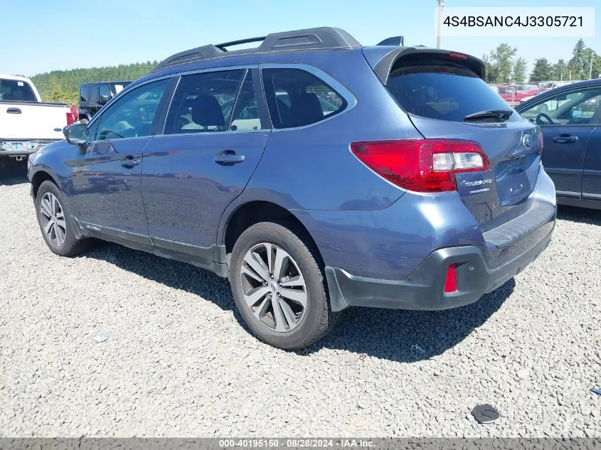 2018 Subaru Outback 2.5I Limited VIN: 4S4BSANC4J3305721 Lot: 40195150