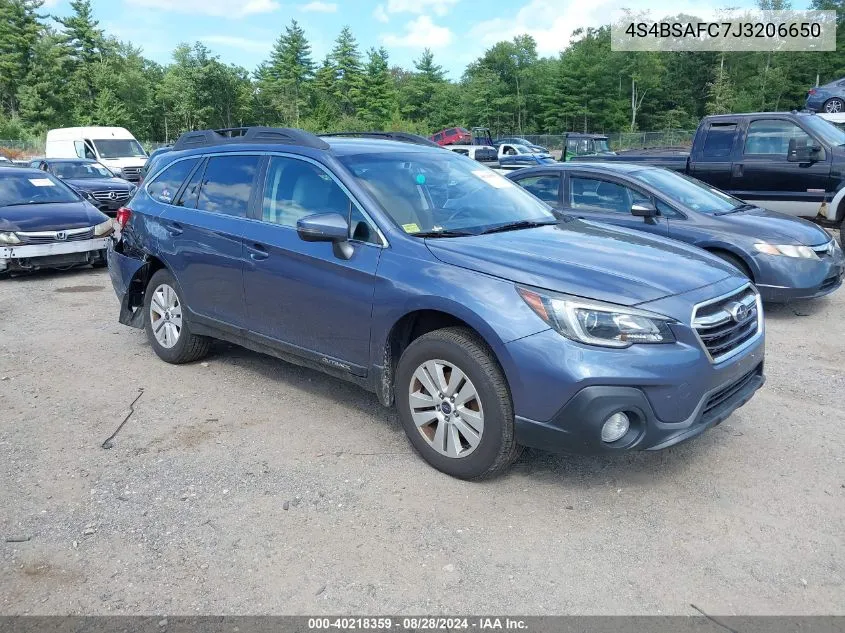 2018 Subaru Outback 2.5I Premium VIN: 4S4BSAFC7J3206650 Lot: 40218359