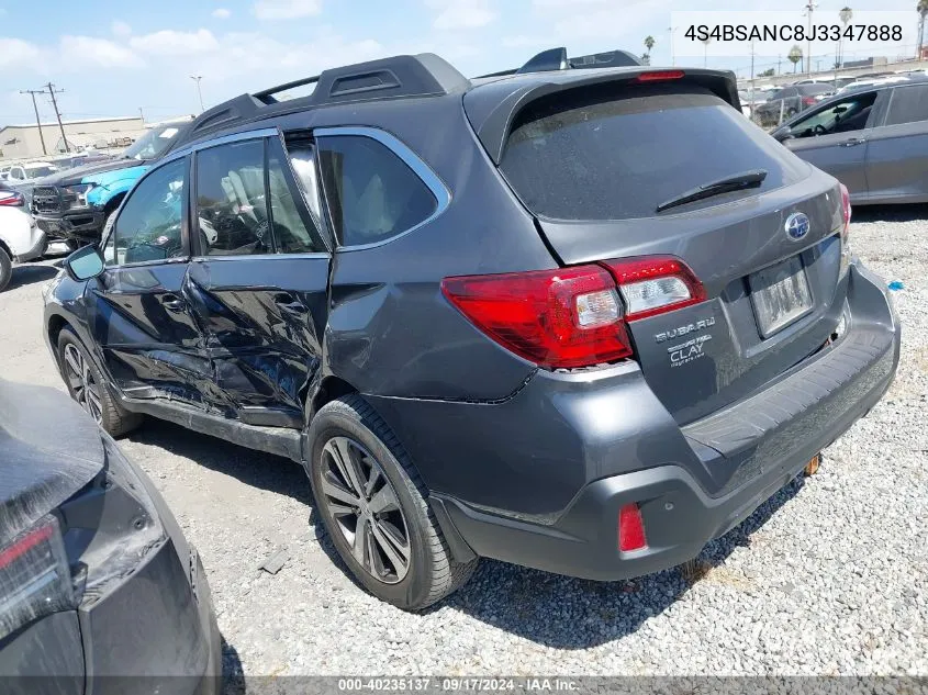 2018 Subaru Outback 2.5I Limited VIN: 4S4BSANC8J3347888 Lot: 40235137