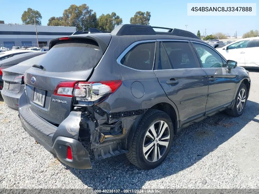 2018 Subaru Outback 2.5I Limited VIN: 4S4BSANC8J3347888 Lot: 40235137