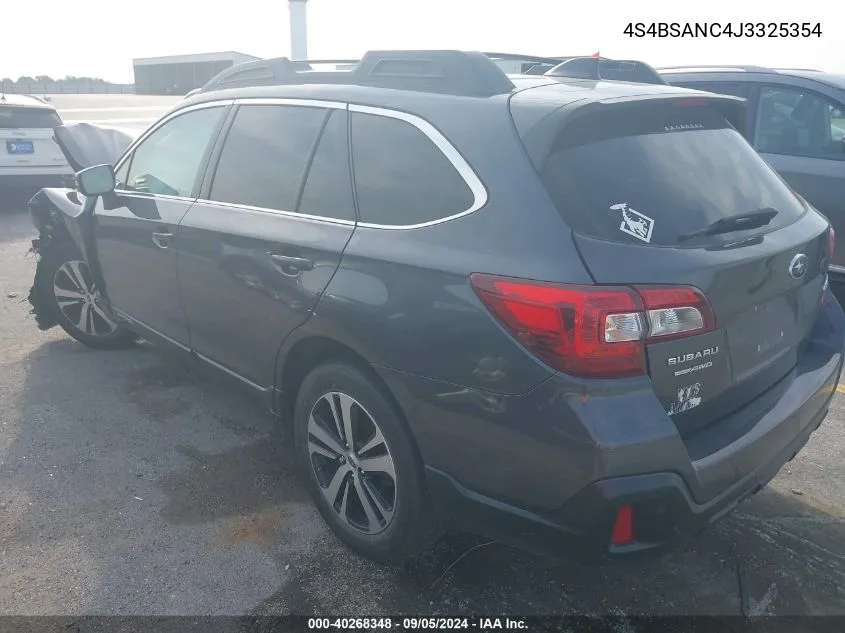 2018 Subaru Outback 2.5I Limited VIN: 4S4BSANC4J3325354 Lot: 40268348