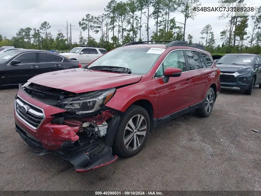 2018 Subaru Outback 2.5I Limited VIN: 4S4BSAKC7J3288238 Lot: 40298031