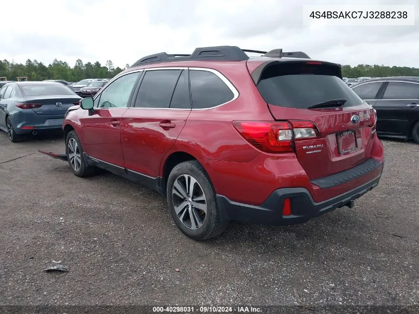 2018 Subaru Outback 2.5I Limited VIN: 4S4BSAKC7J3288238 Lot: 40298031