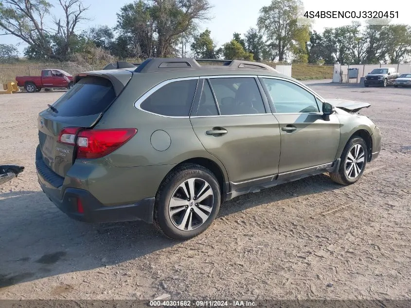 2018 Subaru Outback 3.6R Limited VIN: 4S4BSENC0J3320451 Lot: 40301682