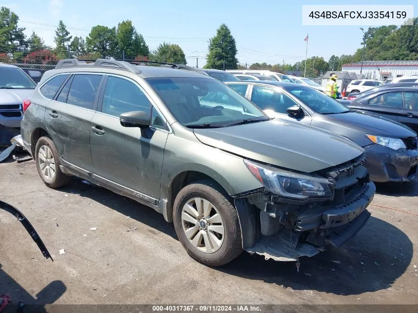 2018 Subaru Outback 2.5I Premium VIN: 4S4BSAFCXJ3354159 Lot: 40317367