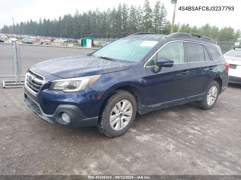 2018 Subaru Outback 2.5I Premium VIN: 4S4BSAFC8J3237793 Lot: 40326303