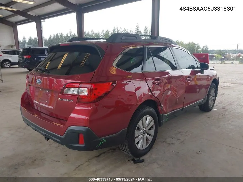 2018 Subaru Outback 2.5I VIN: 4S4BSAAC6J3318301 Lot: 40339718