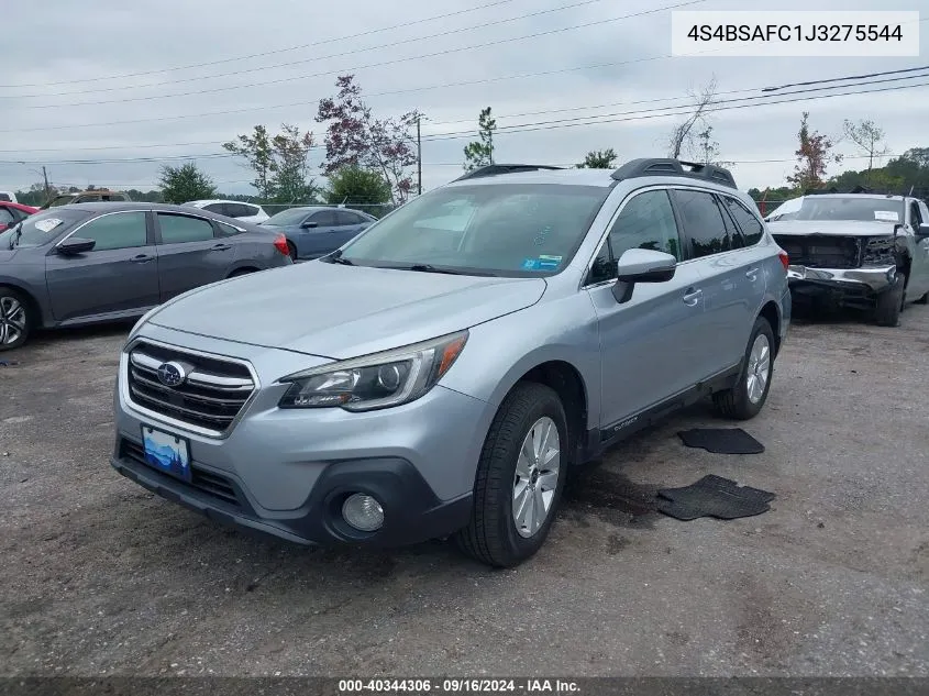 2018 Subaru Outback 2.5I Premium VIN: 4S4BSAFC1J3275544 Lot: 40344306