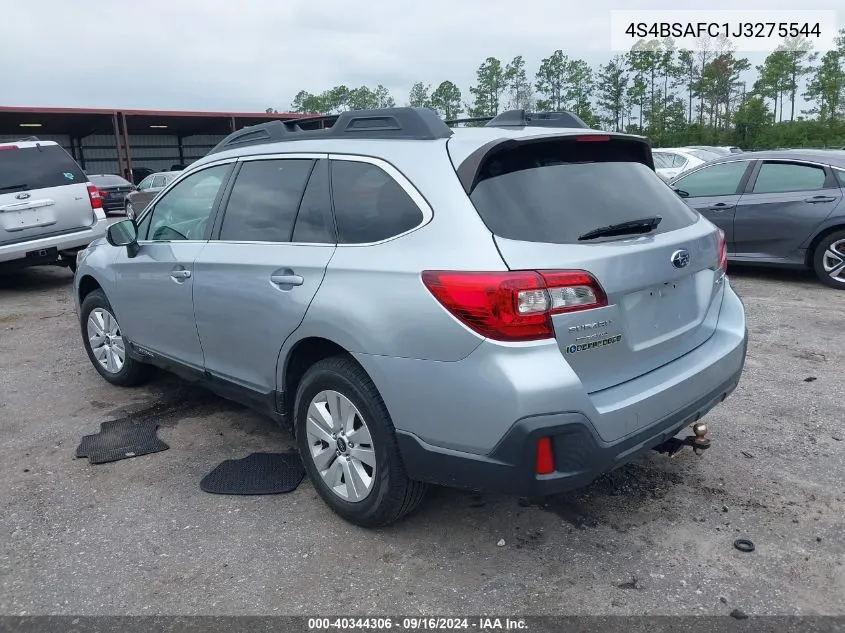 2018 Subaru Outback 2.5I Premium VIN: 4S4BSAFC1J3275544 Lot: 40344306