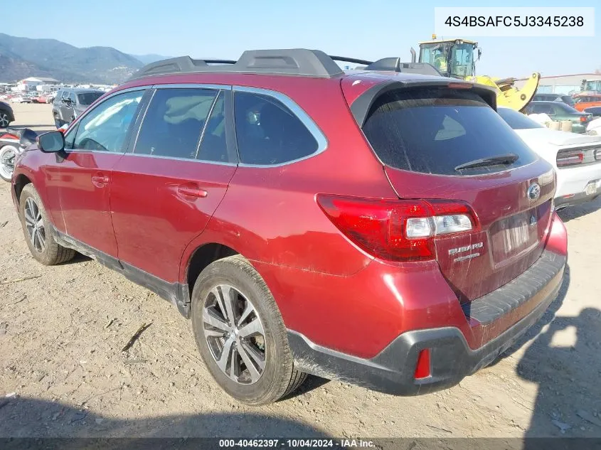 2018 Subaru Outback 2.5I Premium VIN: 4S4BSAFC5J3345238 Lot: 40462397